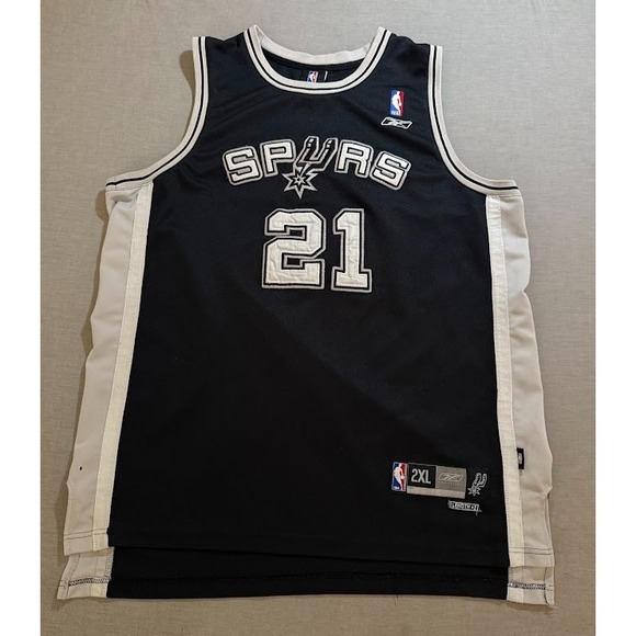 San Antonio Spurs Tim Duncan #21 Reebok‎ Jersey Mens 2XL Black Sleeveless.